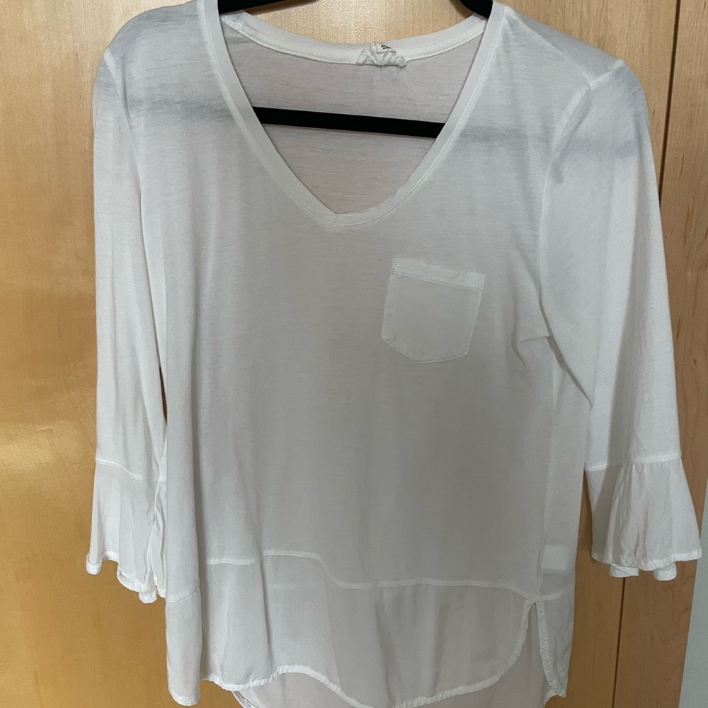 Women's White V-Neck Top
